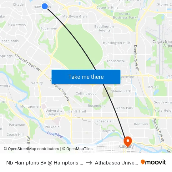 Nb Hamptons Bv @ Hamptons Tc NW to Athabasca University map