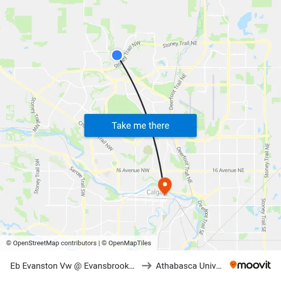 Eb Evanston Vw @ Evansbrooke Li NW to Athabasca University map