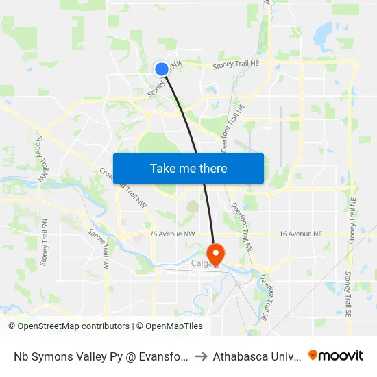 Nb Symons Valley Py @ Evansford Cl NW to Athabasca University map
