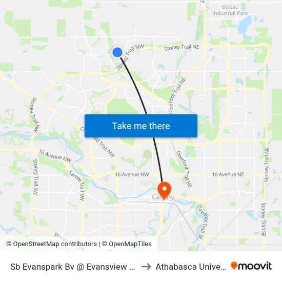 Sb Evanspark Bv @ Evansview Ga NW to Athabasca University map
