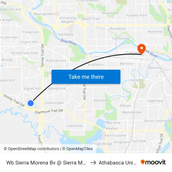Wb Sierra Morena Bv @ Sierra Madre Cr SW to Athabasca University map