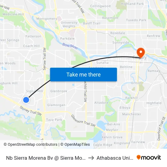 Nb Sierra Morena Bv @ Sierra Morena Gv SW to Athabasca University map