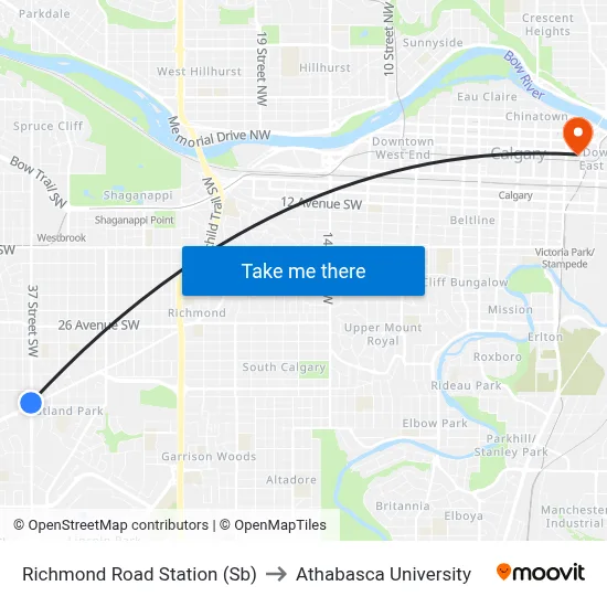 Richmond Road Station (Sb) to Athabasca University map