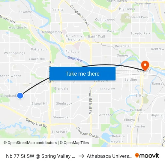 Nb 77 St SW @ Spring Valley Vw to Athabasca University map
