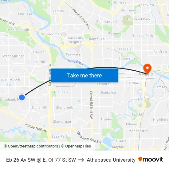 Eb 26 Av SW @ E. Of 77 St SW to Athabasca University map