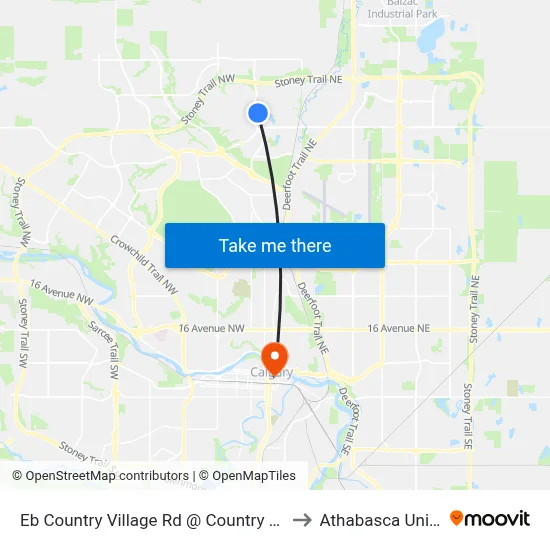 Eb Country Village Rd @ Country Village  Li NE to Athabasca University map