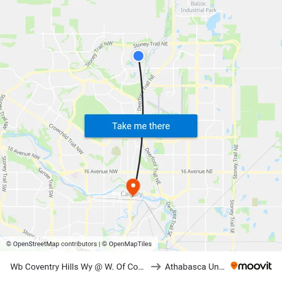 Wb Coventry Hills Wy @ W. Of Covewood Li NE to Athabasca University map