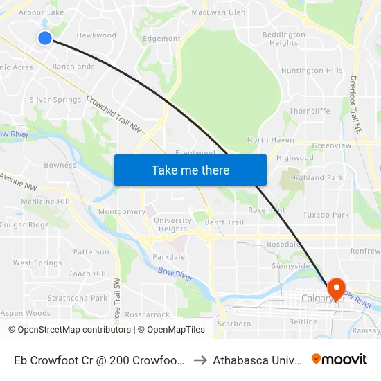 Eb Crowfoot Cr @ 200 Crowfoot Ga NW to Athabasca University map