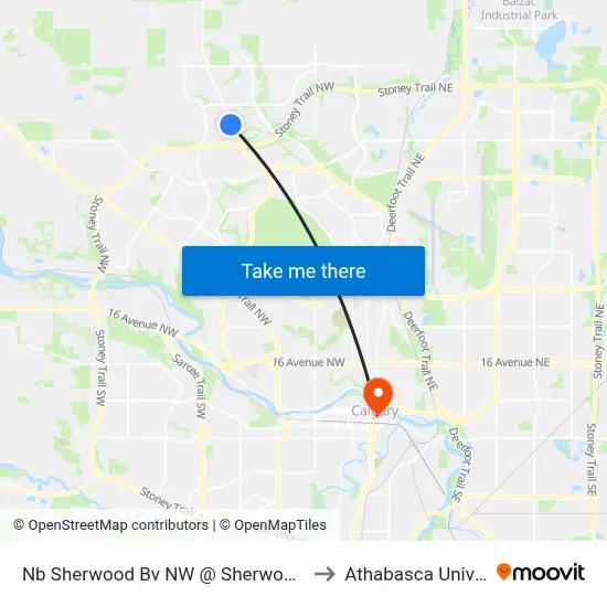 Nb Sherwood Bv NW @ Sherwood Wy NW to Athabasca University map