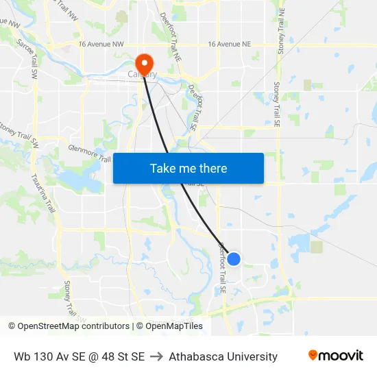 Wb 130 Av SE @ 48 St SE to Athabasca University map