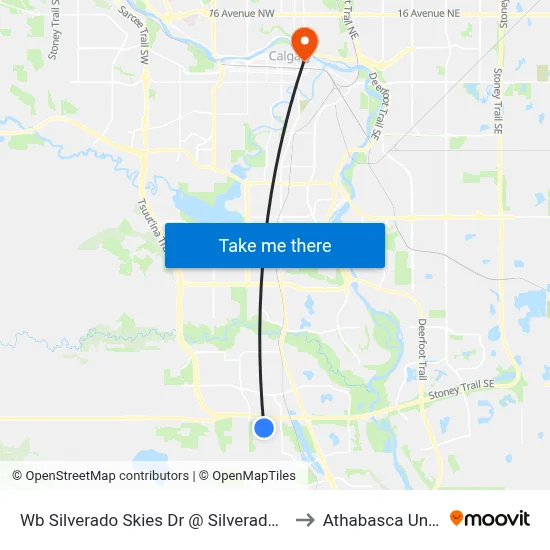 Wb Silverado Skies Dr @ Silverado Skies Mr SW to Athabasca University map