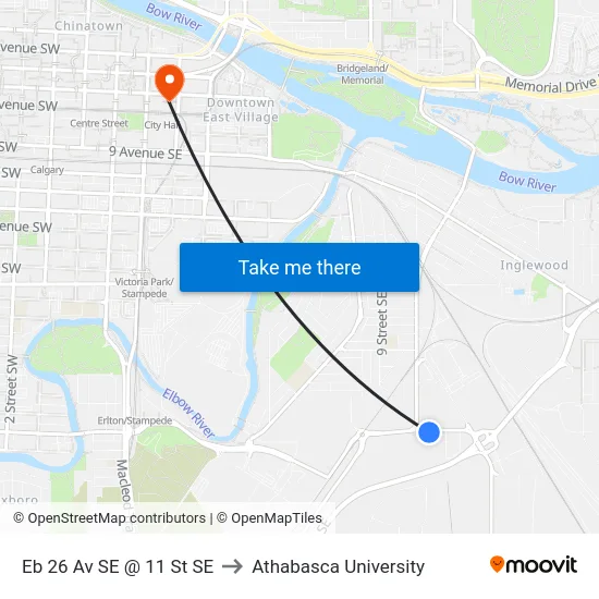 Eb 26 Av SE @ 11 St SE to Athabasca University map