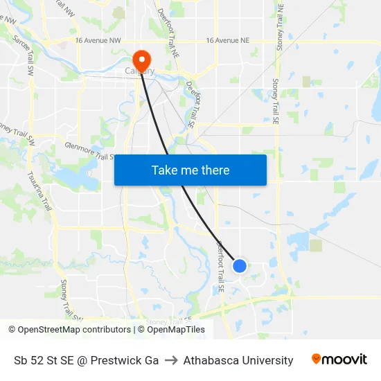 Sb 52 St SE @ Prestwick Ga to Athabasca University map