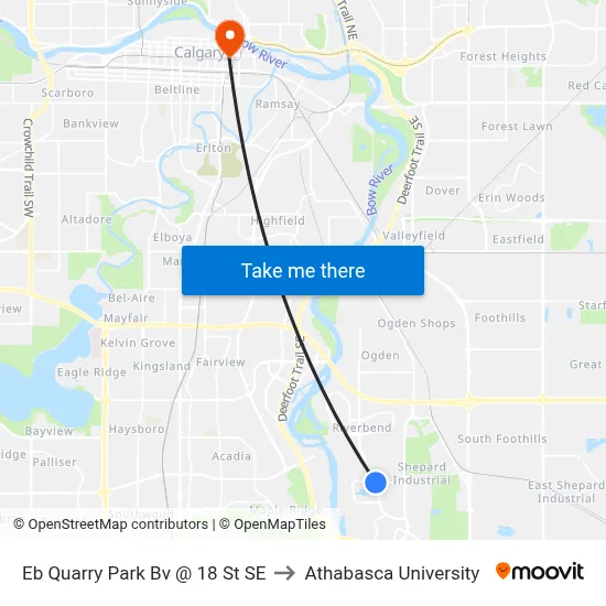 Eb Quarry Park Bv @ 18 St SE to Athabasca University map