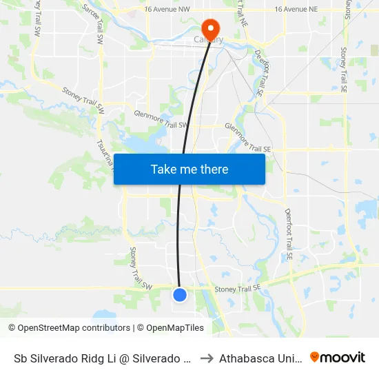 Sb Silverado Ridg Li @ Silverado Skies Dr SW to Athabasca University map