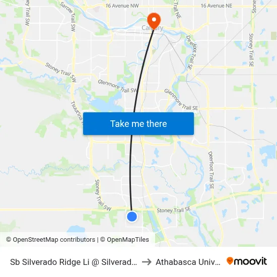 Sb Silverado Ridge Li @ Silverado Bv SW to Athabasca University map