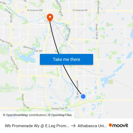 Wb Promenade Wy @ E.Leg Promenade Pa SE to Athabasca University map