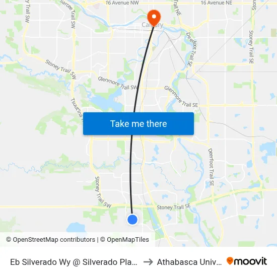 Eb Silverado Wy @ Silverado Plains Cl SW to Athabasca University map