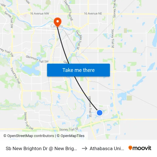 Sb  New Brighton Dr @ New Brighton Mr SE to Athabasca University map