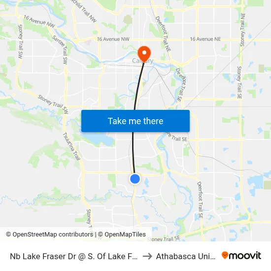 Nb Lake Fraser Dr @ S. Of Lake Fraser Gr SE to Athabasca University map