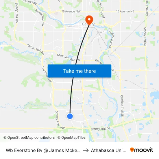 Wb Everstone Bv @ James Mckevitt Rd SW to Athabasca University map