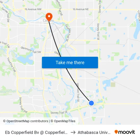 Eb Copperfield Bv @ Copperfield Ln SE to Athabasca University map