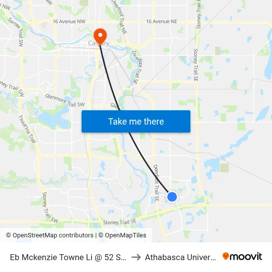 Eb Mckenzie Towne Li @ 52 St SE to Athabasca University map