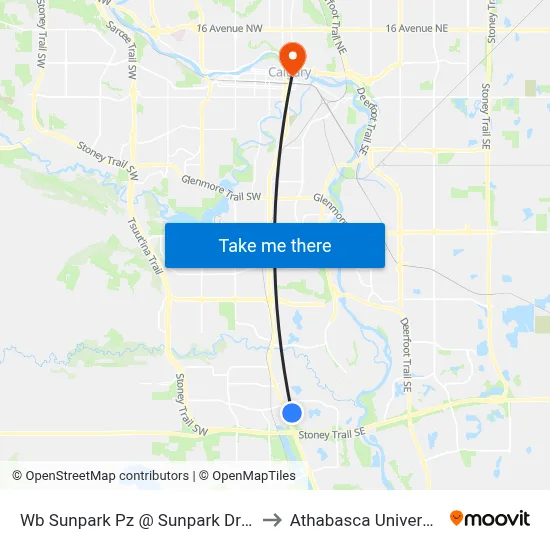 Wb Sunpark  Pz @ Sunpark  Dr SE to Athabasca University map