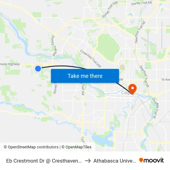 Eb Crestmont Dr @ Cresthaven Ri SW to Athabasca University map
