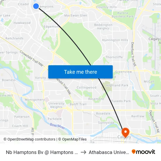 Nb Hamptons Bv @ Hamptons Gr NW to Athabasca University map