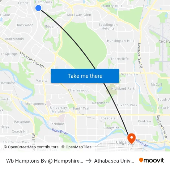 Wb Hamptons Bv @ Hampshire Ci NW to Athabasca University map