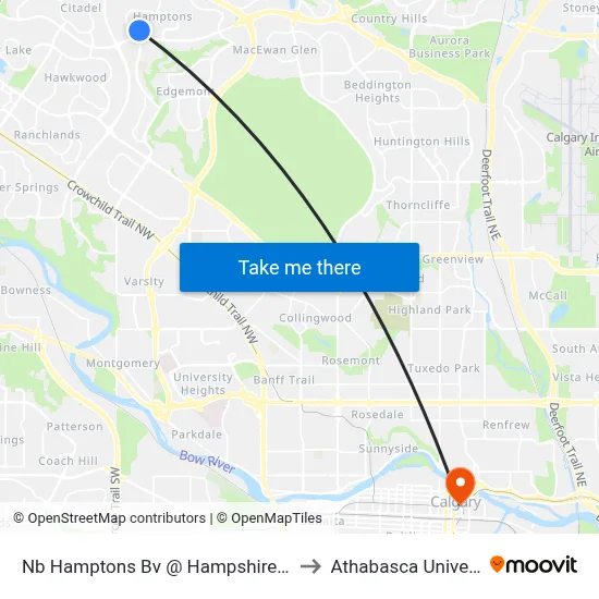Nb Hamptons Bv @ Hampshire Cl NW to Athabasca University map
