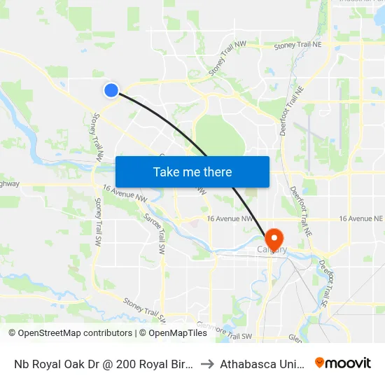 Nb Royal Oak Dr @ 200 Royal Birch Me NW to Athabasca University map