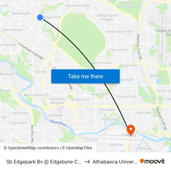 Sb Edgepark Bv @ Edgebyne Cr NW to Athabasca University map