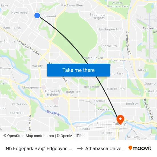 Nb Edgepark Bv @ Edgebyne Cr NW to Athabasca University map