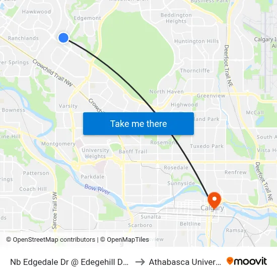 Nb Edgedale Dr @ Edegehill Dr NW to Athabasca University map
