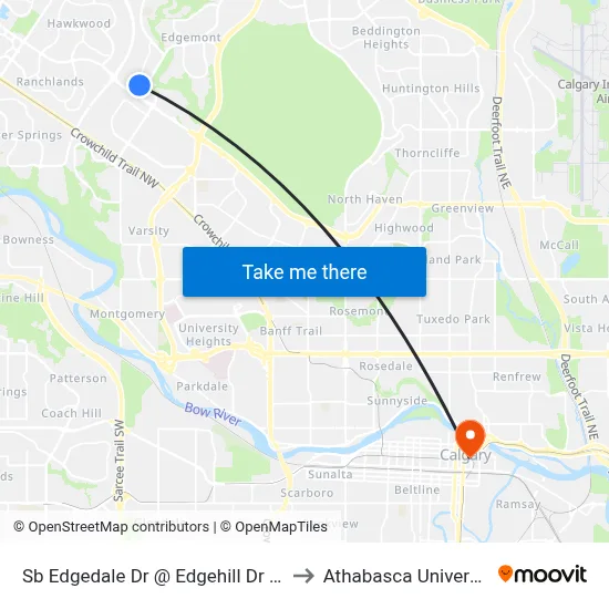 Sb Edgedale Dr @ Edgehill Dr NW to Athabasca University map