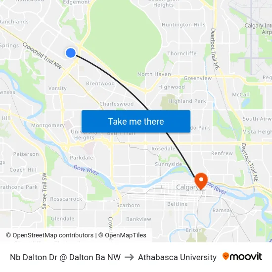 Nb Dalton Dr @ Dalton Ba NW to Athabasca University map