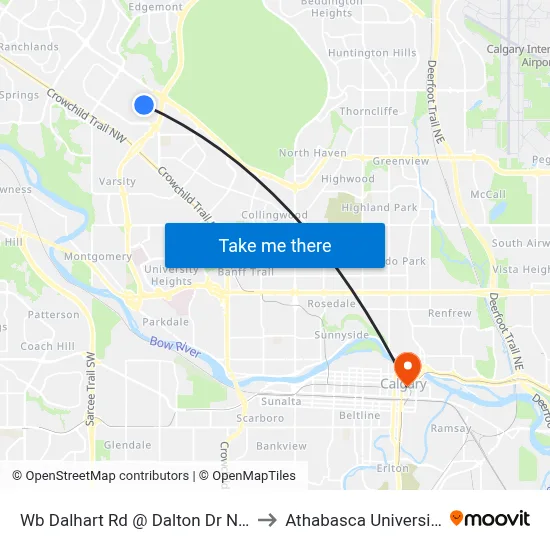 Wb Dalhart Rd @ Dalton Dr NW to Athabasca University map