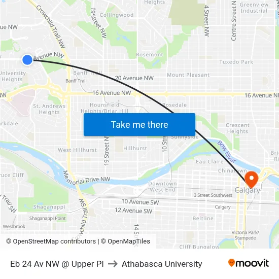 Eb 24 Av NW @ Upper Pl to Athabasca University map