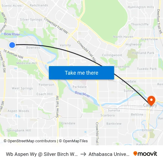 Wb Aspen Wy @ Silver Birch Wy NW to Athabasca University map