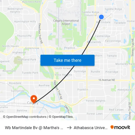 Wb Martindale Bv @ Martha's Wy NE to Athabasca University map