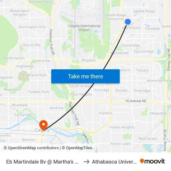 Eb Martindale Bv @ Martha's Cl NE to Athabasca University map