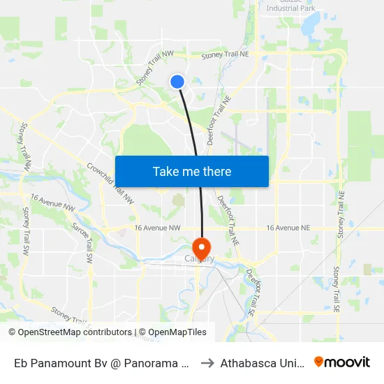 Eb Panamount Bv @ Panorama Hills Bv NW to Athabasca University map