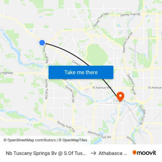 Nb Tuscany Springs Bv @ S.Of Tuscany Springs Gd NW to Athabasca University map