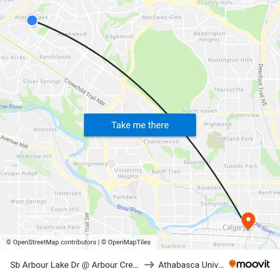 Sb Arbour Lake Dr @ Arbour Crest Rd NW to Athabasca University map