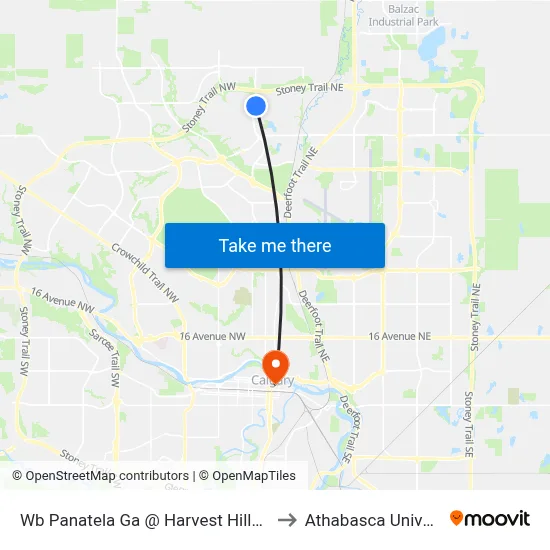 Wb Panatela Ga @ Harvest Hills Bv NE to Athabasca University map