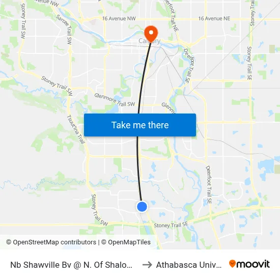 Nb Shawville Bv @ N. Of Shalom Wy SE to Athabasca University map