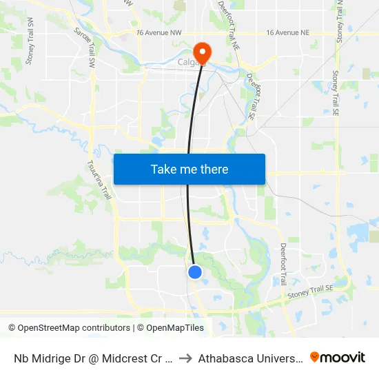 Nb Midrige Dr @ Midcrest Cr SE to Athabasca University map