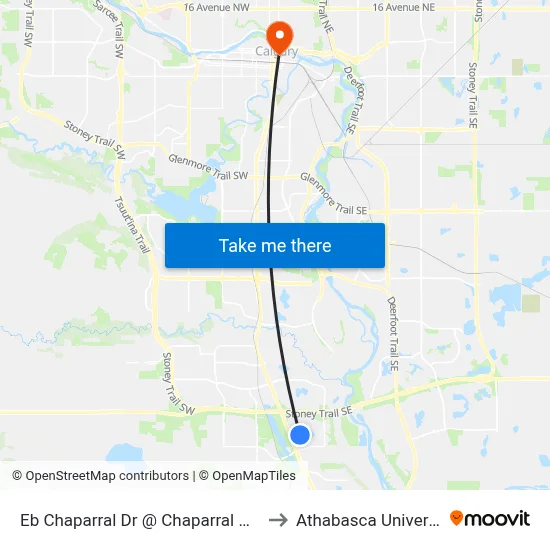Eb Chaparral Dr @ Chaparral Gv SE to Athabasca University map